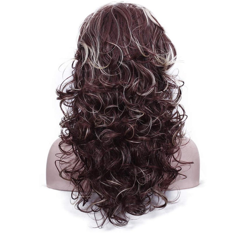 Deifor Women 80s Rocker Wigs Long Curly Heat Resistant Synthetic Natural Looking Hair for Cosplay(Brown Mix Blonde) - Image 4